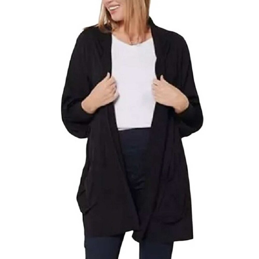 Truth + Style Mix Media Cardigan with Smocked Sleeves X LARGE (5556)